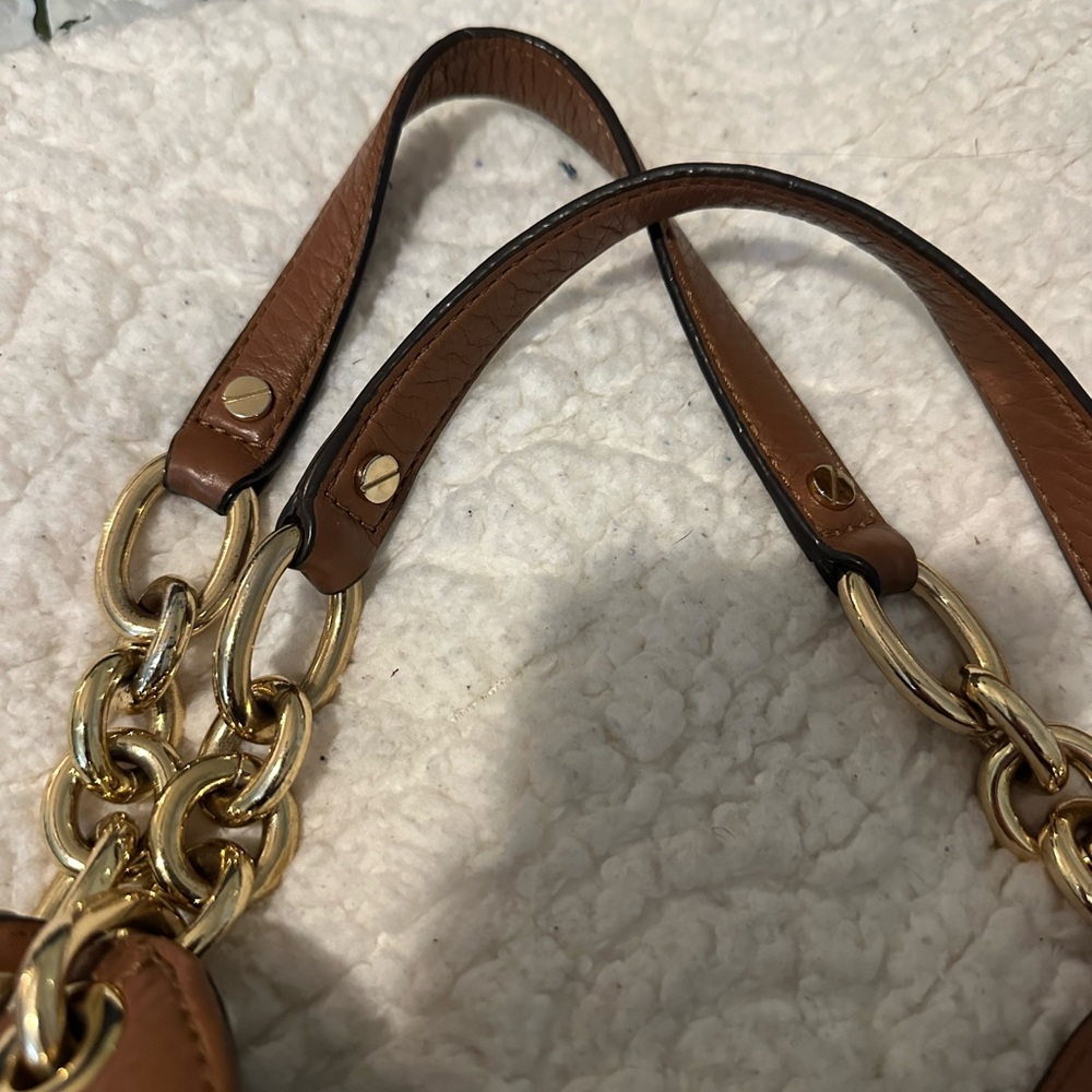 Michael Kors Cognac Pebbled Leather Shoulder Tote with Gold Hardware - Picture 2 of 7